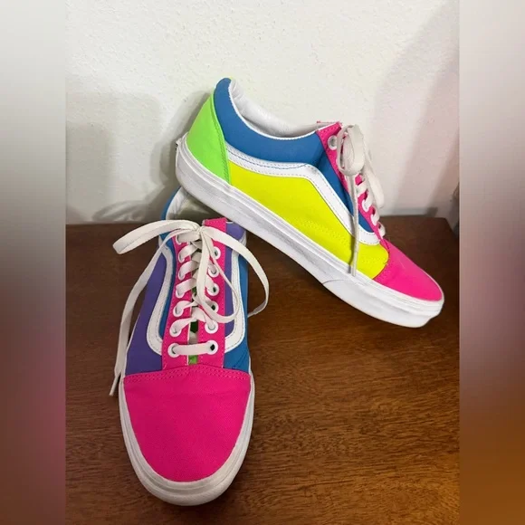 Vans Old Skool Neon Color-Block Skate Shoe M 7.5 W9 tennis shoes sneakers - Picture 1 of 8